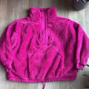 JoyLab half zip fluffy Pink Fleece Pullover